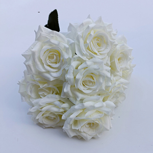 PT-R026 Ramo <span class=keywords><strong>de</strong></span> 9 Flores Artificiales <span class=keywords><strong>de</strong></span> Tacto Real, Rosas, para <span class=keywords><strong>Bodas</strong></span>, Banquetes, Jardín - Product Image 4