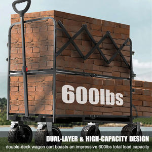 Chariot de camping à deux étages réglable, capacité de 250 kg, robuste, pliable, tout-terrain, avec roues larges - Product Image 3