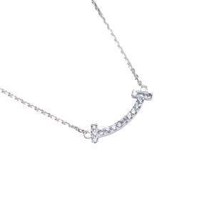 Collier pendentif sourire tendance personnalisable avec chaîne à maillons en cristal, bijoux fins pour femme, cadeau - Product Image 2