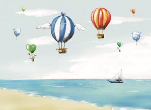 Papier peint mural style peinture à l'huile, voilier marin, dessin animé, <span class=keywords><strong>montgolfière</strong></span>, imperméable, écologique, pour chambre <span class=keywords><strong>de</strong></span> bébé et chambre à coucher - Product Image 2