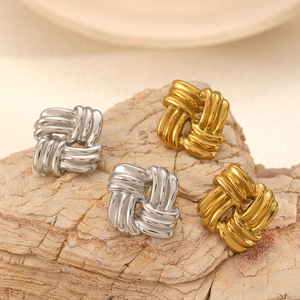 Geometric Square <b>Stud</b> <b>Earrings</b> In Gold And <b>Silver</b> Color For Women Fashion Party Jewelry - Product Image 2
