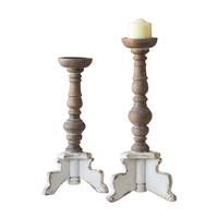 Lot de 2 chandeliers décoratifs rustiques en bois, style ferme, faits à la main, de luxe, pour mariage, Noël, pour bougies coniques et pilier