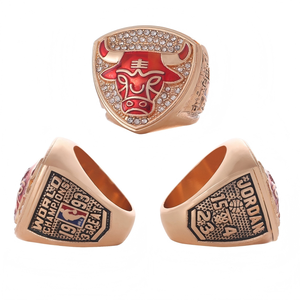 Vente directe usine – Collection de bagues commémoratives plaquées or en alliage, modèle Championnat Bull <span class=keywords><strong>Jordan</strong></span> 1993, style tendance - Product Image 1