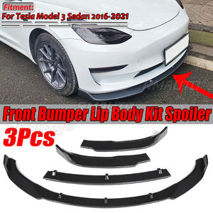 3Piece Carbon Fiber Look/Black <b>Car</b> Front Bumper Splitter Lip Body Kit Spoiler <b>Diffuser</b> Guard <b>for</b> Tesla Model 3 Sedan 2016-2021 - Product Image 1