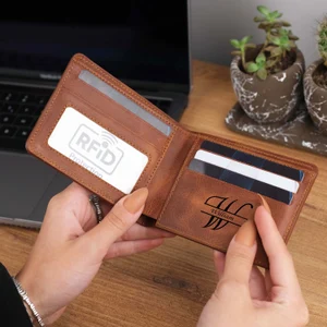 Carteras de Cuero Crazy Horse al <span class=keywords><strong>por</strong></span> Mayor con Protección RFID, Personalizadas, de Cuero Genuino, Billetera Bifold para Tarjetas, Regalo para Esposo - Product Image 6