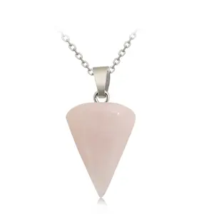 HY envío rápido colgante cónico de cristal Natural joyería Mineral de cuarzo Wicca Ling péndulo al por mayor para Decoración