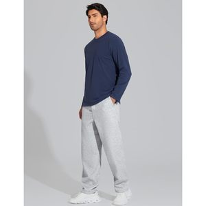Pantalon de survêtement en molleton ample pour homme FOXA, avec cordon de serrage, coupe droite, bas ouvert, avec poches - Product Image 3