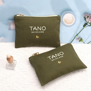 Sac de rangement en toile écologique avec fermeture éclair pour cosmétiques et maquillage, impression de logo personnalisée, trousse à crayons, sac à fermeture éclair en coton - Product Image 1