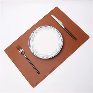 2021 Super Hot Factory Customized Logo PU Leather Luxury Placemat Pad Dining Table Mat Heat Insulation Placemat Restaurant