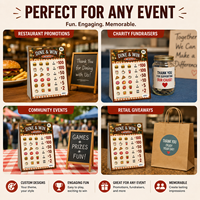 Billets à languette en papier de haute qualité pour hamburgers avec données de sécurité, cartes à ouvrir pour les promotions de restaurants et les collectes de fonds