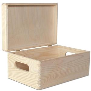 Wooden Box Storage With Lid Wood Storage Box With Lid Large Wooden Box Storage Toy Keepsake Wood Plain With Lid | With Handles | Unpainted Chest Perfect For Documents