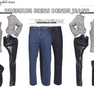 Men's Casual Solid Denim <b>Jeans</b> Premium Cotton Straight Leg Regular Fit Eco-Friendly Waterproof Lightweight <b>Soft</b> Fabric High - Product Image 2