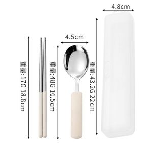 Juego de Cubiertos Portátiles de Acero Inoxidable 304 al por Mayor para Estudiantes, Viajeros y Trabajadores de Oficina, 2 Piezas, Cuchara y Palillos - Product Image 2