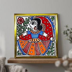 Peinture artisanale sur métal, peinture traditionnelle Madhubani du Bihar, art populaire Mithila, décoration murale 3D complète, Ojistha Industries, modèle 360 1 - Product Image 4