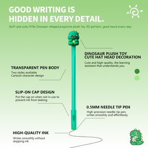 2-पैक 0.5 मिमी जेल पेन डायनासोर कैप डिजाइन, फफोले कार्ड पैक - Product Image 5