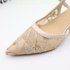 Chaussures à talons hauts de luxe en maille blanches pour femmes, style slip-on, de la meilleure qualité, vente en gros Chine – Chaussure de Mariage Femme - Product Image 2