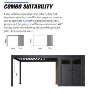 Pergola moderne automatique personnalisée en aluminium avec toit à lames, abri de rangement intégré et protection contre la pluie pour patio - Combo-5 - Product Image 3