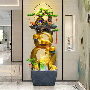 Fontaine Feng Shui en forme de gourde avec rétroéclairage pour la décoration du salon ou du bureau - Product Image 1