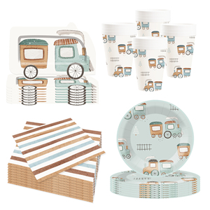 DAMAI - Juego de Vajilla Desechable con Temática de Autos para Fiestas de Cumpleaños Infantiles, Decoraciones para Fiestas, Platos de Papel, Vasos y Servilletas - Product Image 1