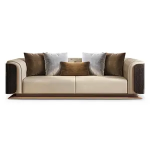 Hochwertige graue Zuhause Luxus möbel Couch drei Sofa Luxus Sofa Set Möbel Leder italienische moderne Wohnzimmer Sofas