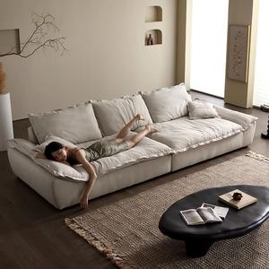 Sofá de velero de fila recta de tela minimalista italiana, estilo crema Simple moderno para apartamento pequeño para sala de estar - Product Image 2