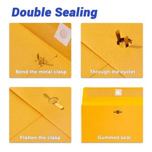 다크 브라운 크래프트 종이 9X12 걸쇠 봉투 단추 및 끈 타이 폐쇄 걸쇠 회의 초대장을위한 비즈니스 봉투 - Product Image 4