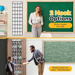 Organizador Plegable para Aula con 36 Bolsillos Transparentes, 61''x17.3'', de Tela No Tejida, para Colgar en Pared/Puerta, para Uso Escolar y de Oficina - Product Image 4