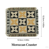 Sous-verre carré en jacquard tissé, motif floral marocain, à franges, résistant à la chaleur, protection de table pour la vente en gros