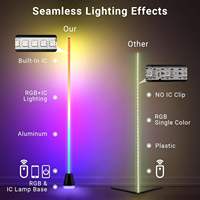 Lampe de sol d'angle en aluminium LED RGBIC intelligente avec application et télécommande