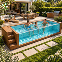 Jacuzzi extérieur minimaliste durable pour jardin, en fibre de verre, monobloc moulé, hors sol.