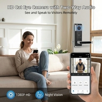 2026 Tuya WiFi Smart Lock-deurgrendel Digitale biometrische vingerafdruk HD Kijkgaatje Camera Keyless Entry Home Security voor appartement