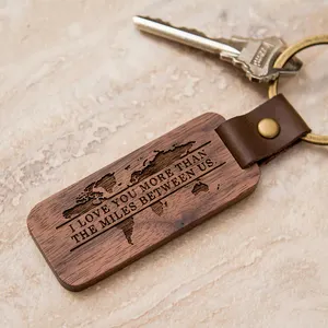 Porte-clés en bois de noyer et de rose, porte-clés en bois pour gravure Laser Llaveros Madera