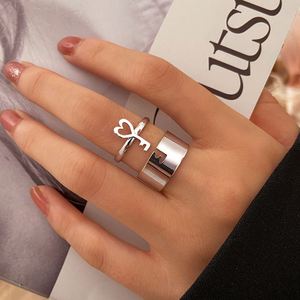 2pcs /set Gold <b>Silver</b> Plated Hollow Out Key Lock Couple <b>Ring</b> for Men Women Couples <b>Adjustable</b> Opening Puzzle <b>Rings</b> - Product Image 2