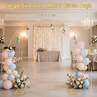 Arche de mariage ronde en fer thermolaqué or mat de 7,9 pi x 6,9 pi - Support pour arche de ballons pour anniversaire, remise de diplôme et Noël