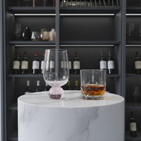 Verres à vin sans pied de couleur rose, gobelet à vin en cristal de luxe avec base en diamant pour les mariages, les anniversaires