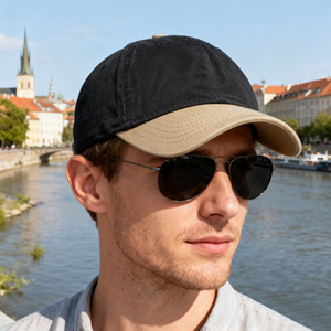 หมวกเบสบอลทรงสปอร์ต 6 แผง แบบขายส่ง ปักลายและพิมพ์ลายได้ตามสั่ง สไตล์วินเทจทำสีซีดแบบสองสี ผ้าฝ้ายล้างสี หมวกทรง 'Dad' - Product Image 3