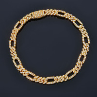 Conjunto de Collar y Pulsera de Cadena Cubana de Cobre CZ Estilo Hip Hop, 7mm, Oro y Oro Blanco, para Hombre y Mujer, Joyería, Accesorios de Moda, Regalo