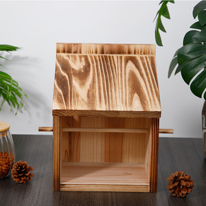 Casa de Pájaros de <span class=keywords><strong>Madera</strong></span> para Exteriores, Acabado Quemado, Aislamiento Térmico, Caja de Anidación para Aves, de <span class=keywords><strong>Madera</strong></span> de Pino Sólido - Product Image 5