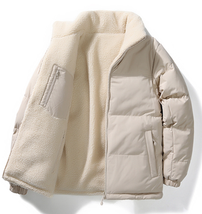 Maglione di agnello a doppia faccia per uomo donna moda giovanile caldo cappotto esterno con cerniera - Product Image 2