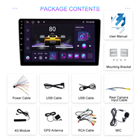 Autoradio Android Podofo 8 cœurs 4+64 Go 10 pouces Double DIN avec Carplay/Android Auto/DSP/BT/WiFi/4G/GPS/FM 2 DIN
