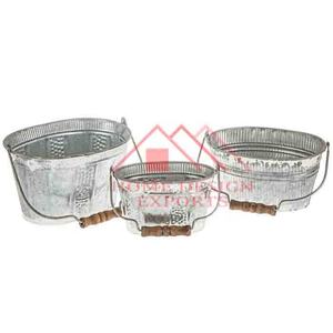 Cubo de hierro vintage de granja para interior y exterior Cubo de cubo hecho a mano con mango de hierro y agarre de madera - Product Image 2