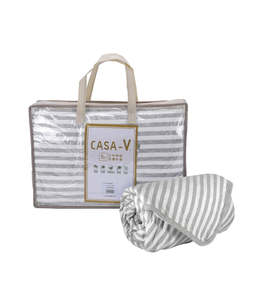 Edredón Ligero de Verano con Funda de Algodón Natural, Diseño a Rayas Grises, Relleno Interior de Poliéster, Absorbe la Humedad, Antiestático - Product Image 2