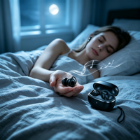 Écouteurs intra-auriculaires à bruit blanc pour dormir 12 heures, mini écouteurs sans fil Bluetooth TWS à réduction de bruit ANC pour la course à pied et le yoga