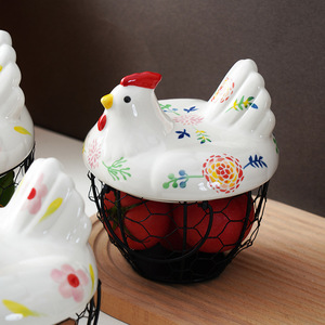 Cesta de Almacenamiento Metálica Ecológica Moderna con Forma de Gallina para Organización del Hogar - Product Image 2
