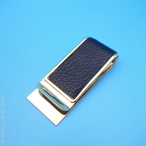 Porte-monnaie en cuir PU personnalisé avec clip métallique plaqué or 24 carats, pour homme, cadeau d'affaires ou de bureau - Product Image 4