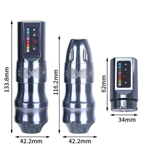 전문가용 무선 전기 타투 머신건 키트 코어리스 모터 스테인리스 스틸 USB-C 충전 타투용 - Product Image 4
