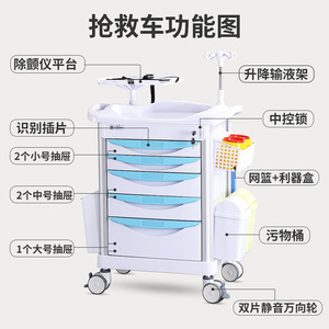 Chariot d'urgence personnalisé en ABS, chariot médical d'anesthésie renforcé, chariot de traitement avec boîte à médicaments, chariot de distribution de médicaments - Product Image 3