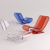 Fauteuil lounge moderne en acrylique transparent avec coussin en cuir/velours, écologique, une place, pour appartement et hôtel