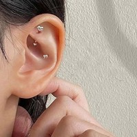 Simple niche personnalité mode géométrique goujon piercing bijoux en acier inoxydable dégoulinant d'huile papillon goujon oreille os