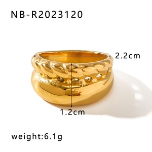 18K 금도금 스테인레스 스틸 조절 가능한 패션 반지 여성용 남성용 - Product Image 5